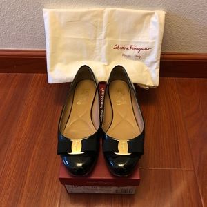 Salvatore Ferragamo Varina Black Patent Flats